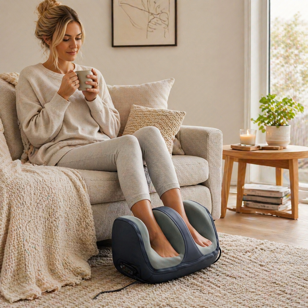 Allevarism Shiatsu Foot Massager | Electric Deep Kneading Foot & Leg Massage Apparatus for Plantar Fasciitis, Tired Feet, Calves & Arms